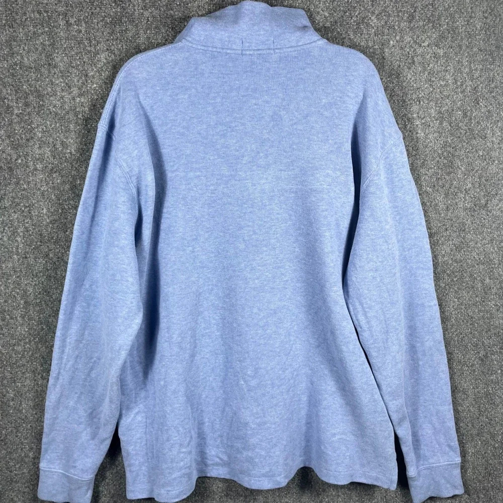 Polo Ralph Lauren Quarter Zip Pullover Mens XL Light Blue Heather Cotton Knit